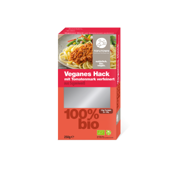 Veganes Hack mit Tomatenmark verfeinert